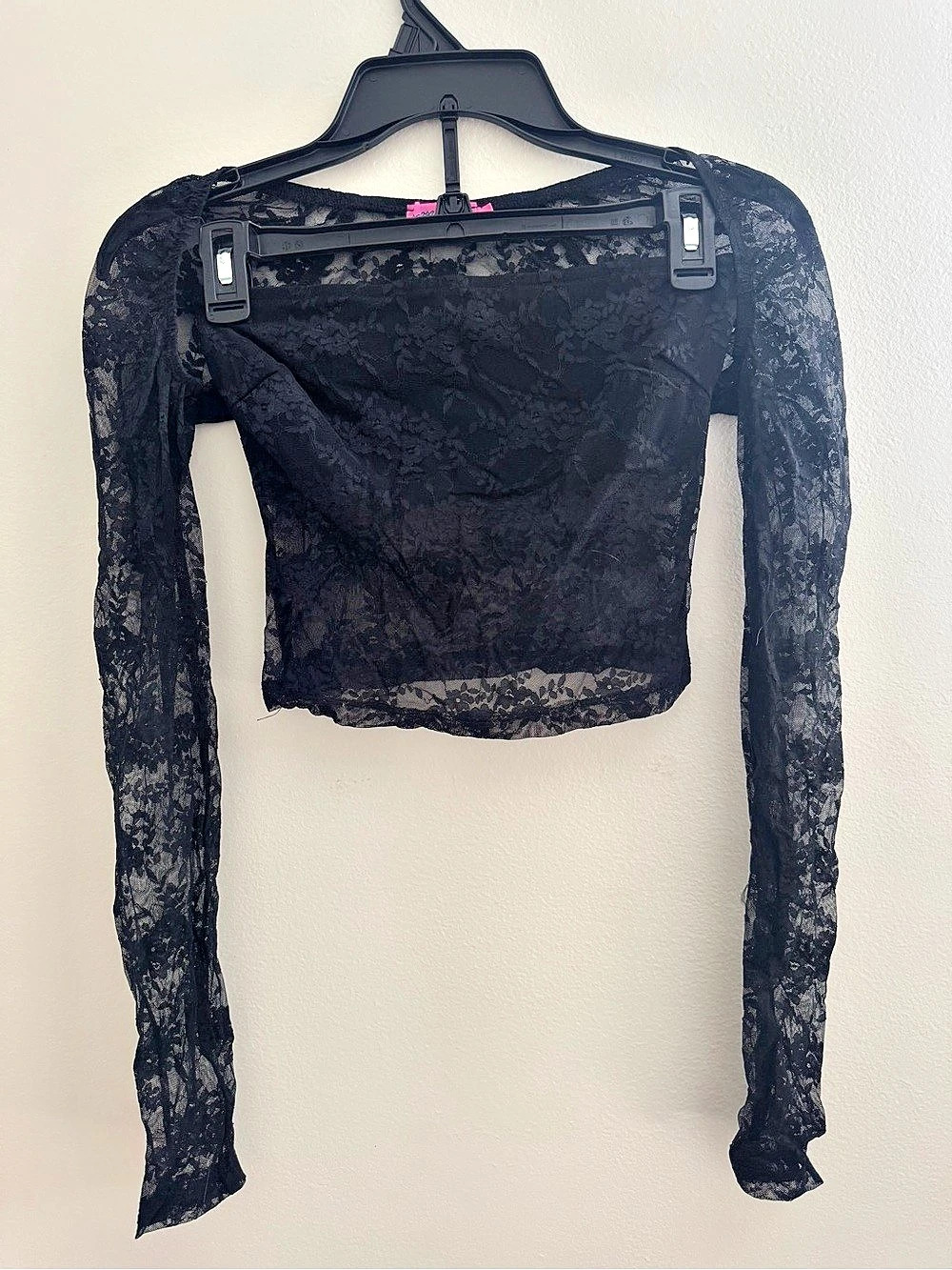 Edikted Floral Lace Long Sleeve Top in Black Medium Like New